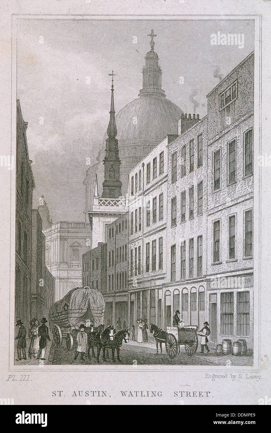 Sant Agostino, Watling Street, Londra, c1830. Artista: S Lacey Foto Stock