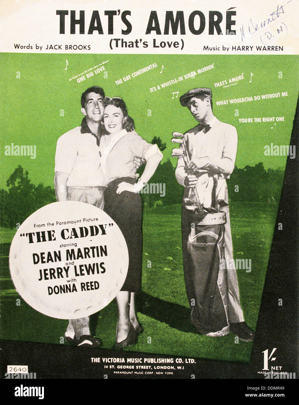 Foglio di musica per questo è amore dal film "Il Caddy', C1953. Artista: sconosciuto Foto Stock