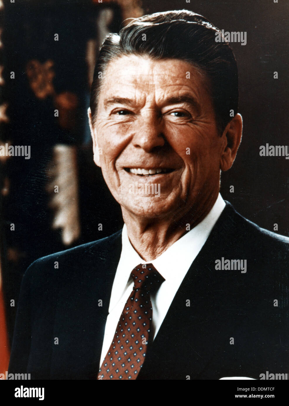 Ronald Reagan (1911- ), ex presidente americano, 1985. Artista: sconosciuto Foto Stock