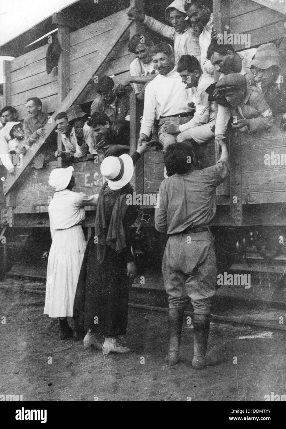 Legione ebraica volontari addio a parenti e amici, guerra mondiale I, 1915-1918. Artista: sconosciuto Foto Stock