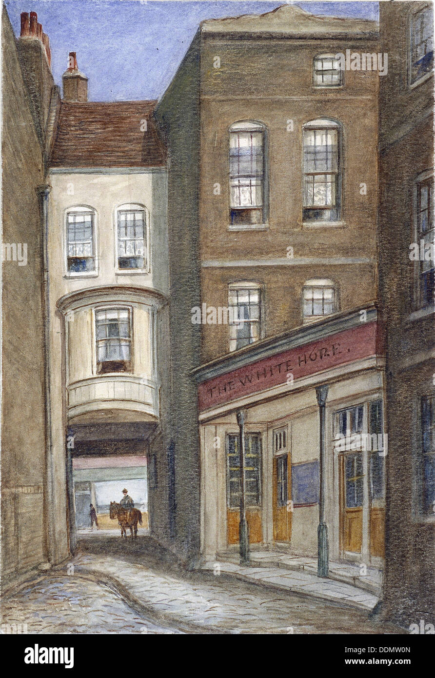 White Horse Inn, Fetter Lane, Londra, 1870. Artista: JT Wilson Foto Stock