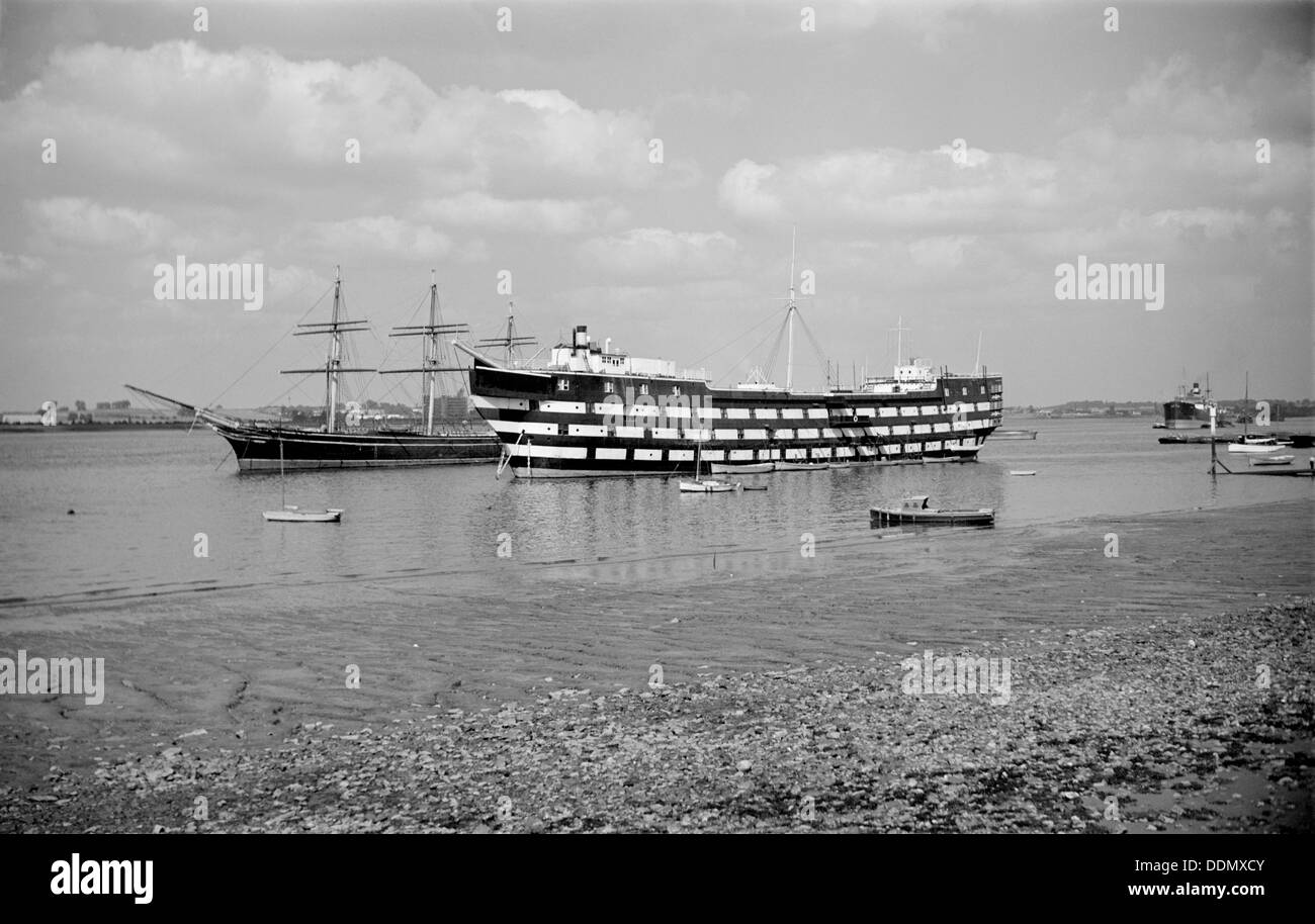 "Cutty Sark' e il 'Worcester', Penzance, Kent, C1945-c1965. Artista: SW Rawlings Foto Stock