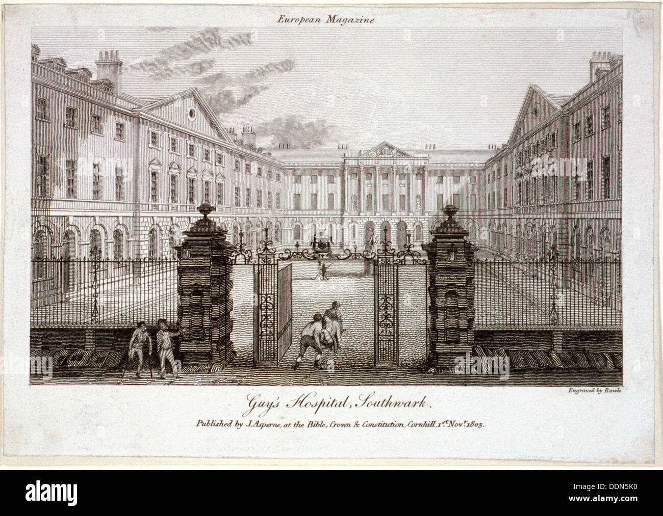 Guy's Hospital, Southwark, Londra, 1803. Artista: Samuel Rawle Foto Stock