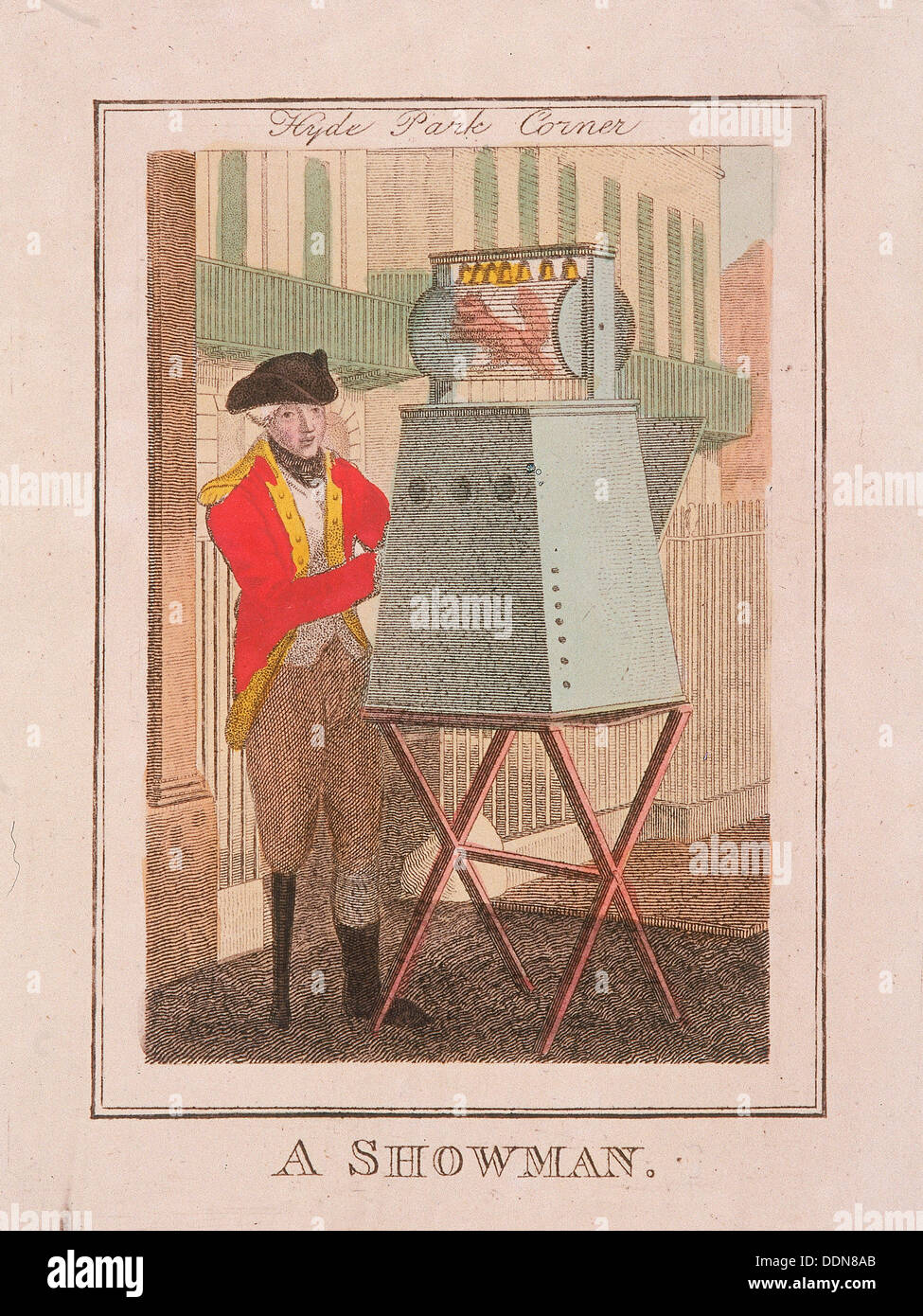 'Uno Showman', grida di Londra, 1804. Artista: Anon Foto Stock