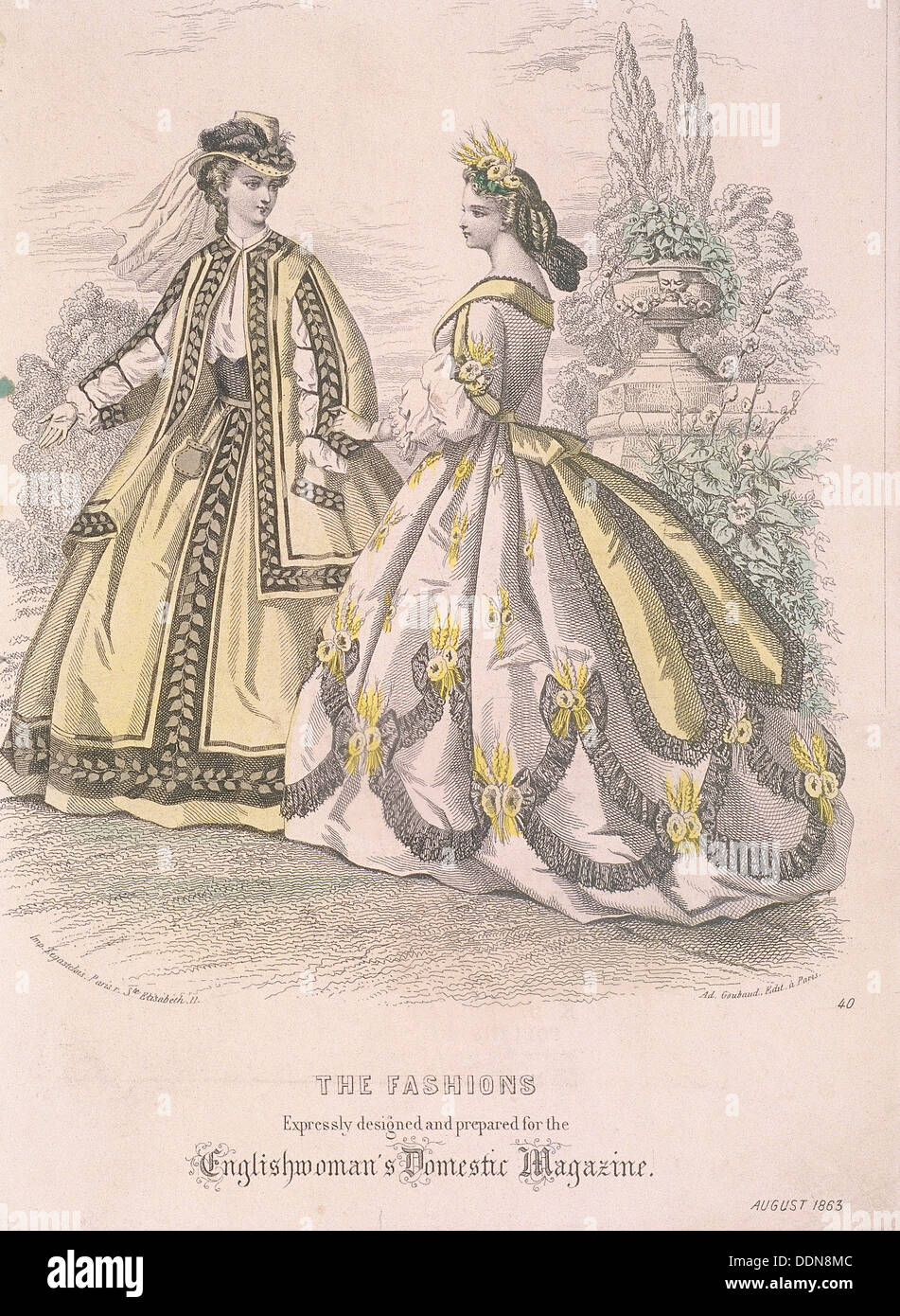 Due donne modello il meglio della moda, 1863. Artista: Anon Foto Stock
