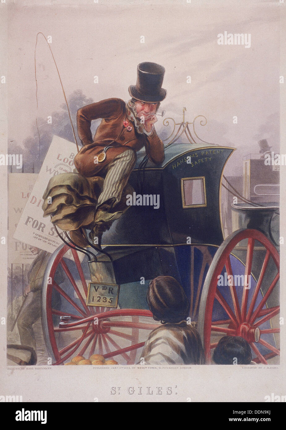 Hansom cab driver, Londra, 1854. Artista: J Harris Foto Stock