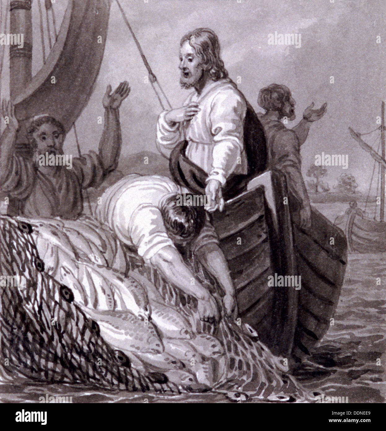 " La pesca miracolosa', C1810-c1844. Artista: Henry Corbould Foto Stock