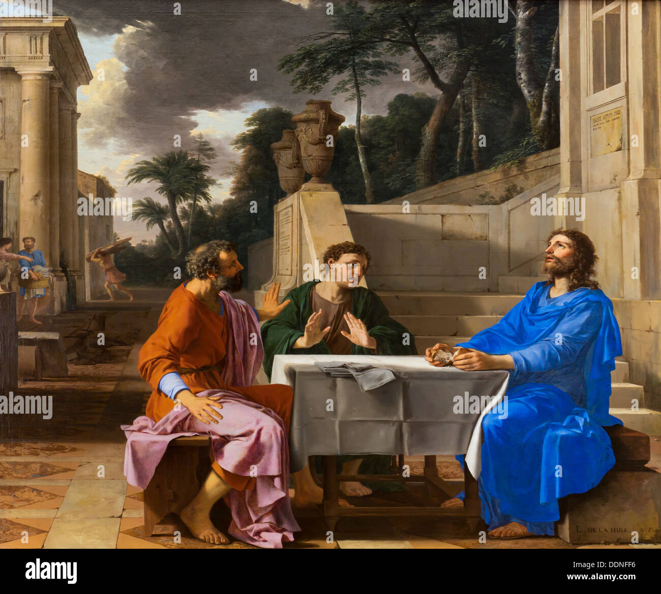 Xvii secolo - La cena di Emmaüs, 1656 - Laurent de la Hyre Philippe Sauvan-Magnet / Museo attivo Olio su tela Foto Stock