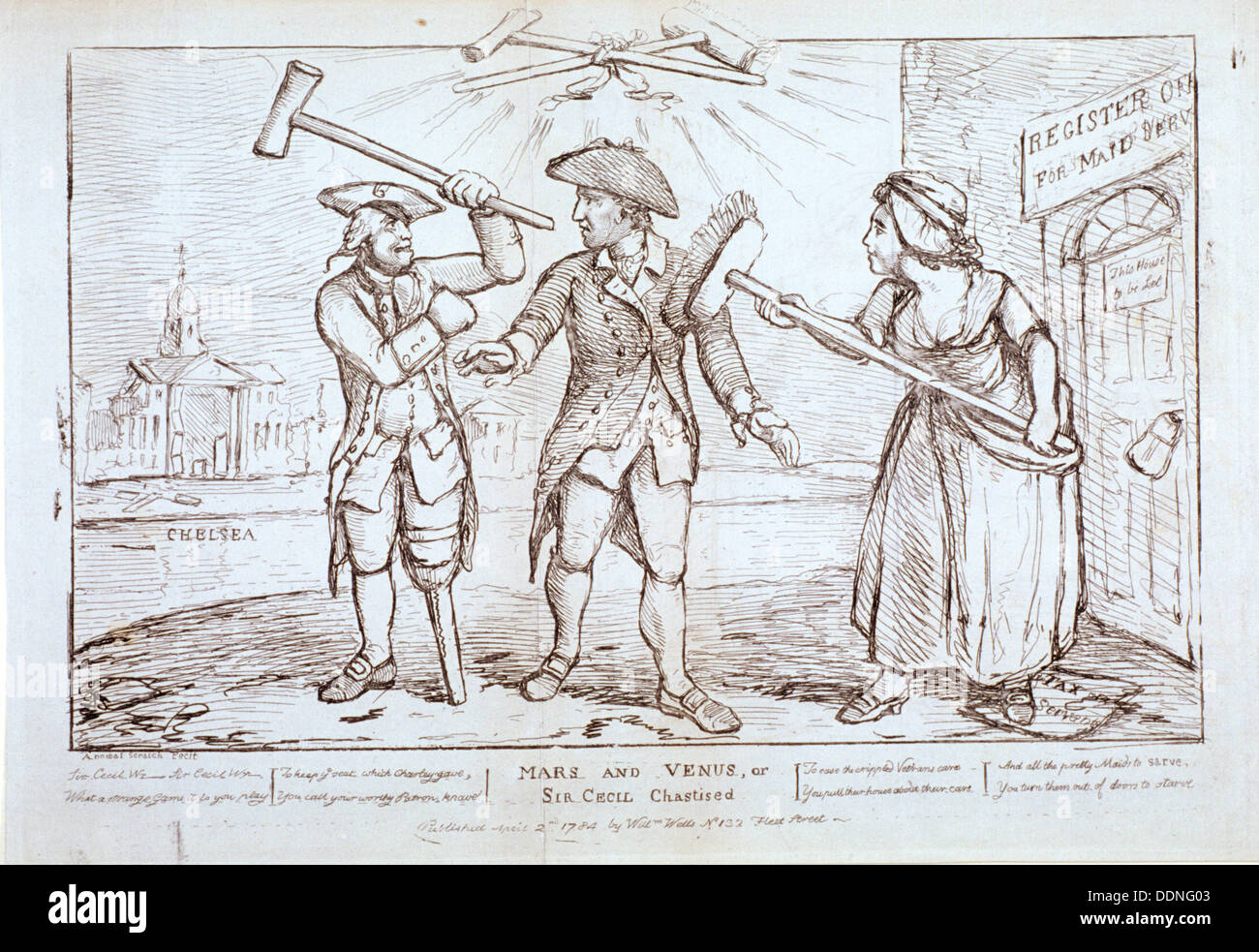 "Ars e Venere...', Chelsea, Kensington, Londra, 1784. Artista: Samuel Collings Foto Stock