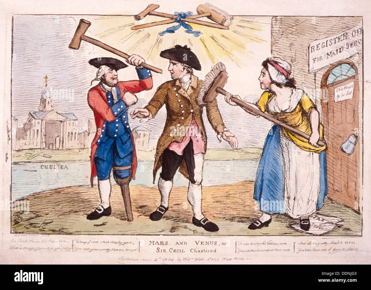 "Ars e Venere, o Sir Cecil punì', 1784. Artista: Samuel Collings Foto Stock