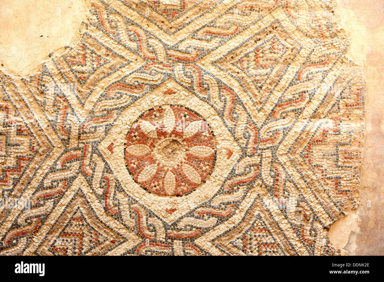 Cipro, Kourion, assiro Ku-ri-ho, antica greca, latina, curio, storico antico sito archeologico, ruderi, Mosaico in H Foto Stock