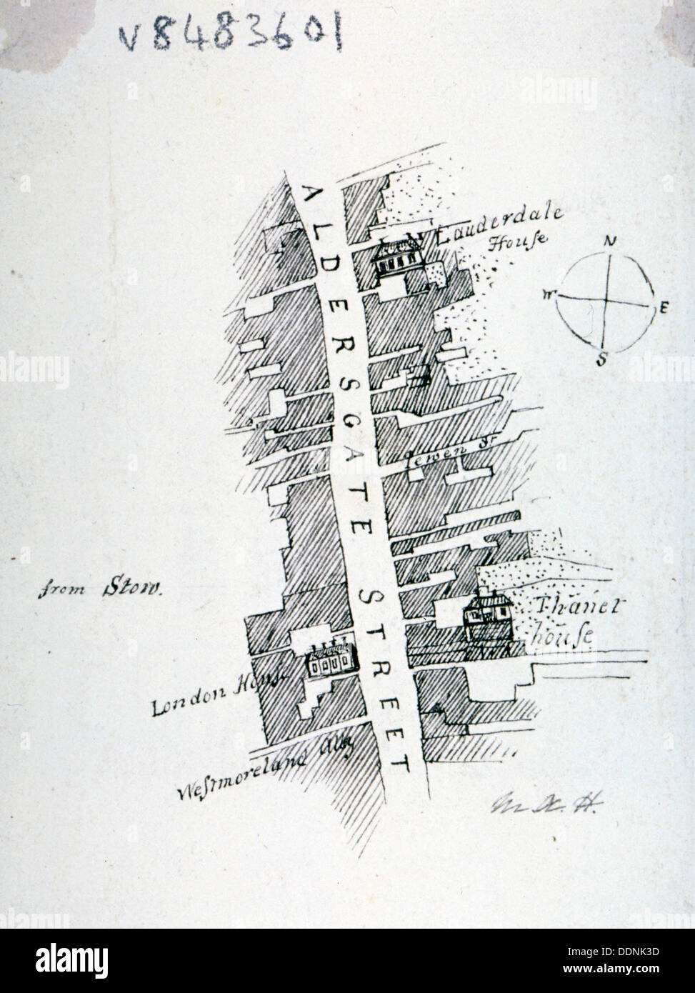 Aldersgate Street, Londra, c1800(?). Artista: Mary Anne Hedger Foto Stock