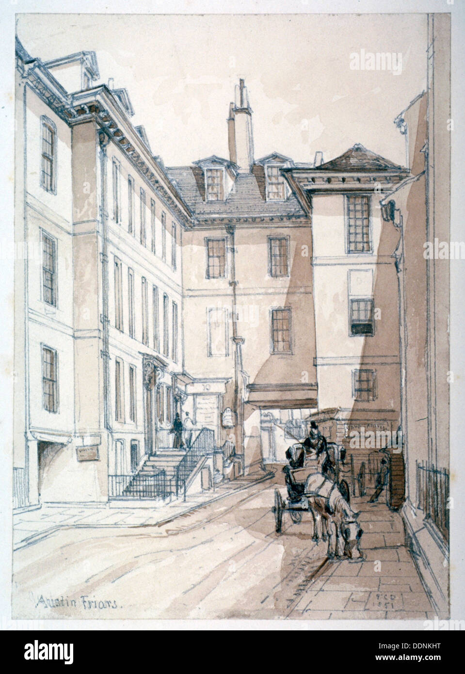 I Frati di Austin Street, City of London, 1851. Artista: Thomas Colman Dibdin Foto Stock