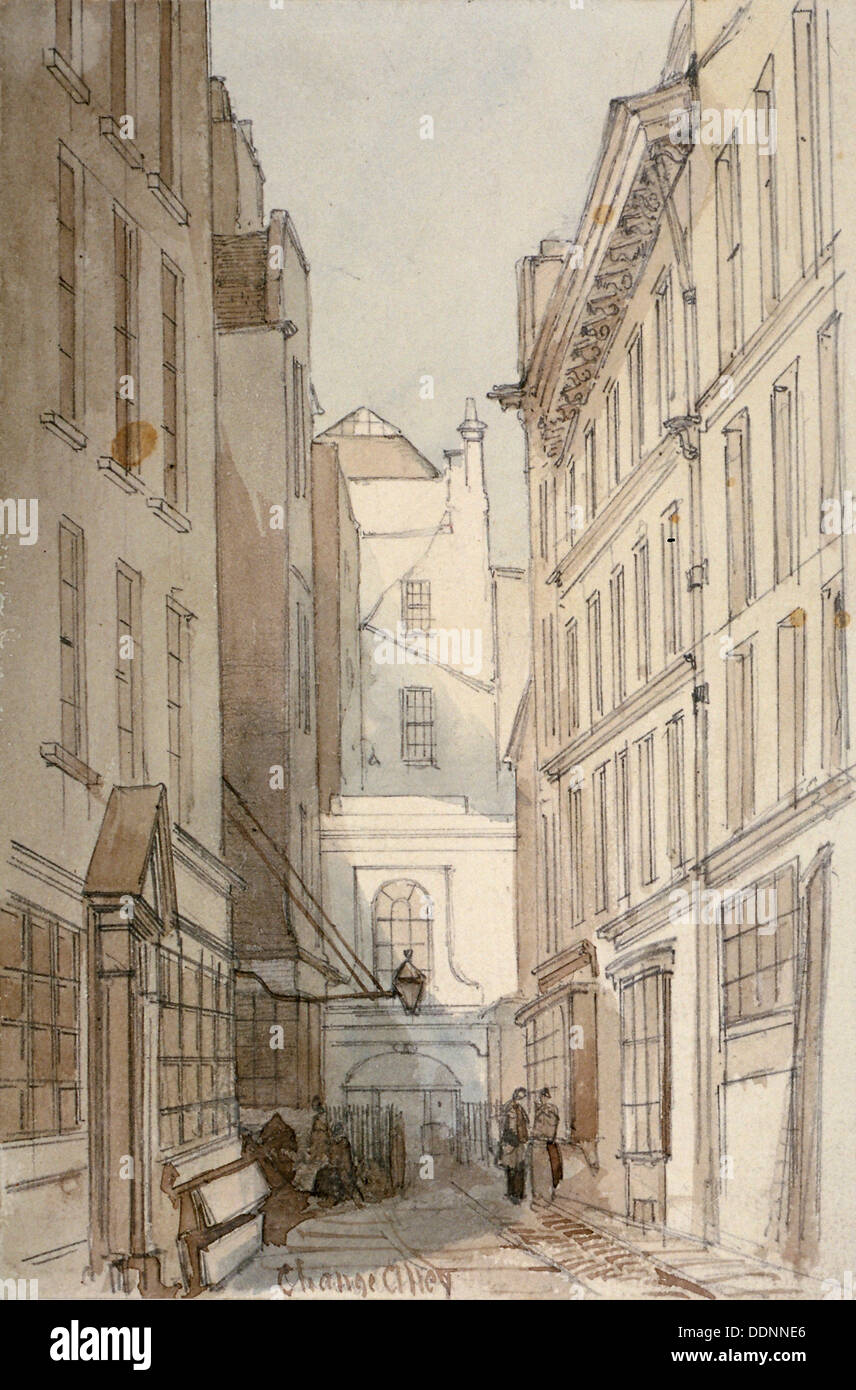 Modificare vicolo, città di Londra, 1850. Artista: Thomas Colman Dibdin Foto Stock