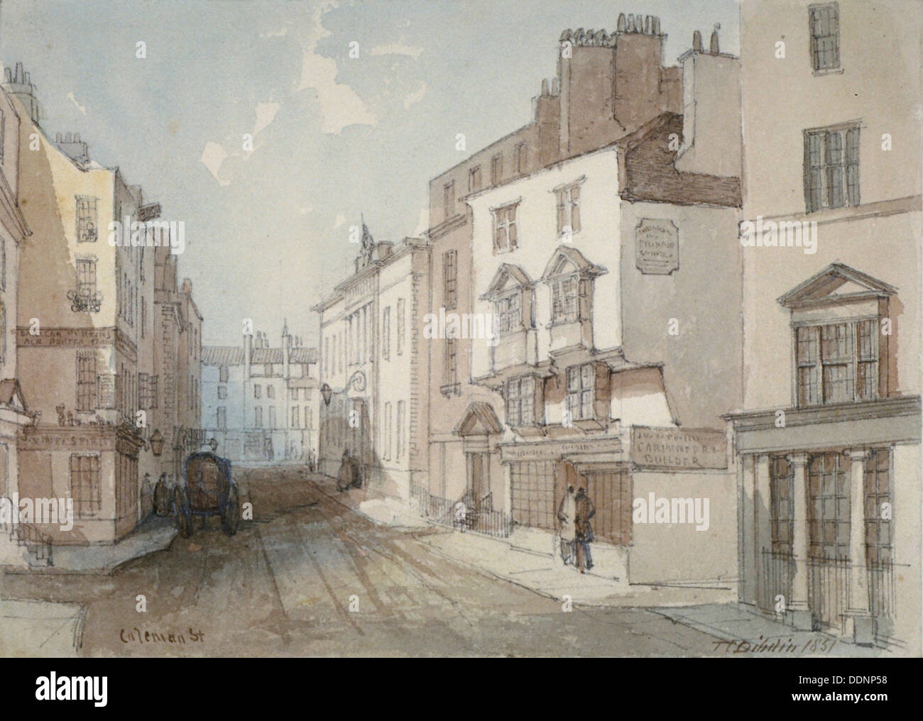 Coleman Street, City of London, 1851. Artista: Thomas Colman Dibdin Foto Stock
