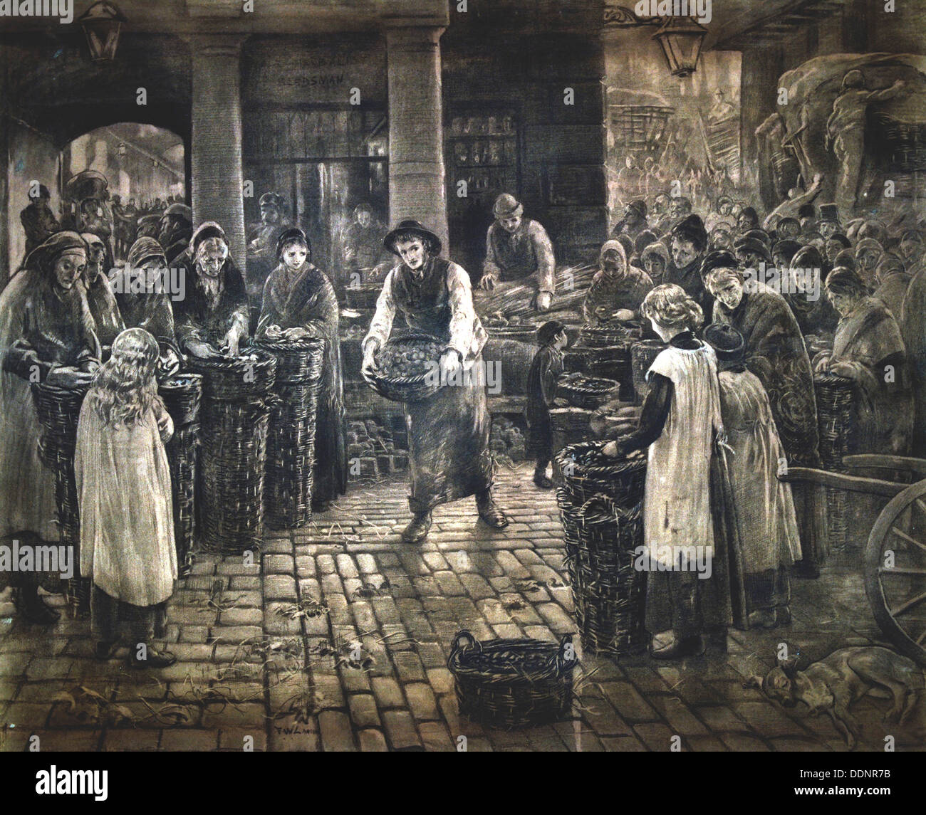 " Covent Garden Scena - Donne Lavoratori Standing', c1862-1935. Artista: Francesco William Lawson Foto Stock