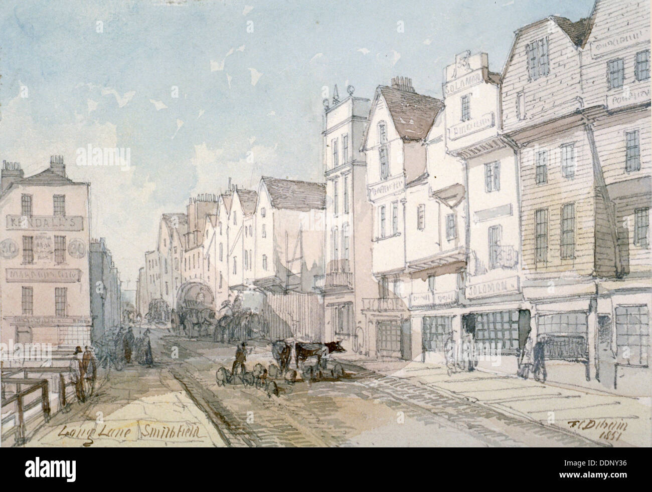 Long Lane, Città di Londra, 1851. Artista: Thomas Colman Dibdin Foto Stock