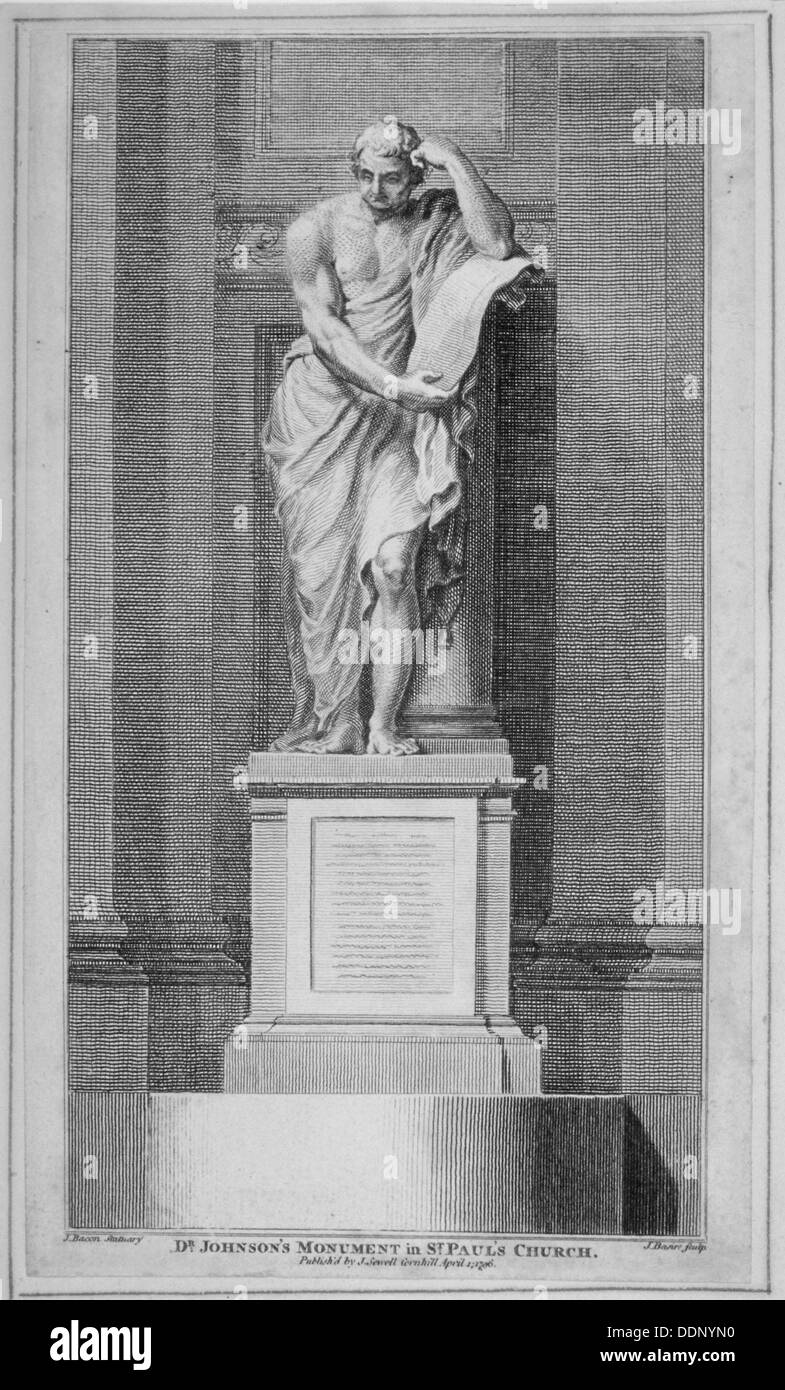 Il Dr Johnson monumento, da John Bacon, nella Cattedrale di St Paul, città di Londra, 1796. Artista: James Basire I Foto Stock