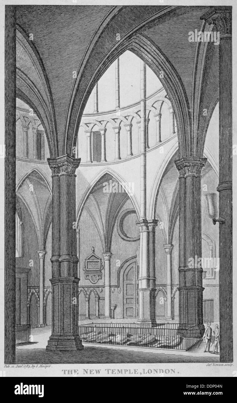 Vista interna di Temple Church, città di Londra, 1785. Artista: James Newton Foto Stock