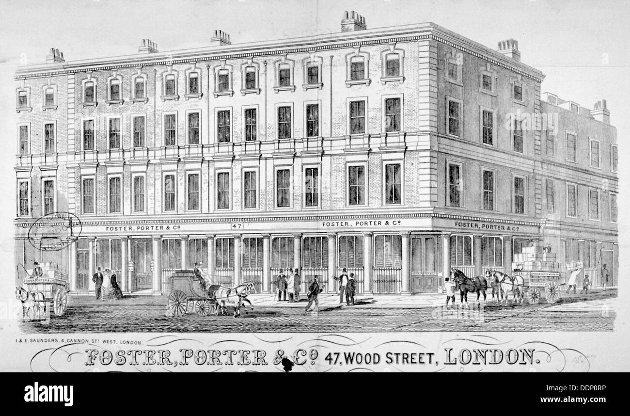 Locali di Foster, Porter & Co, n. 47, Wood Street, City of London, 1857. Artista: I & E Saunders Foto Stock