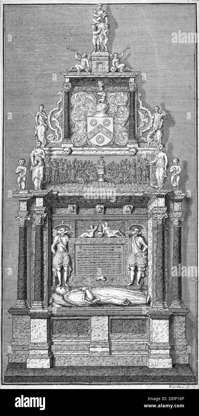 Memoriale di Thomas Sutton nella cappella della Certosa, Finsbury di Londra. Artista: Anon Foto Stock