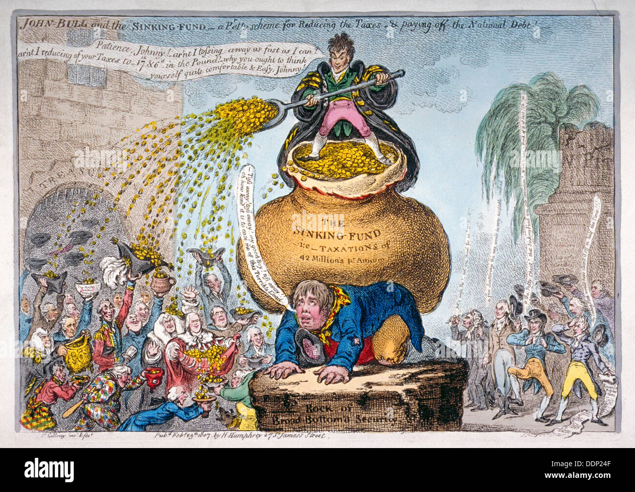 'John Bull e il naufragio fondo', 1807. Artista: James Gillray Foto Stock
