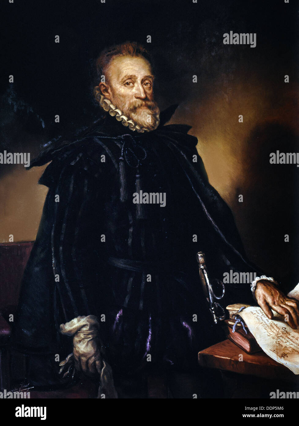 Anonimo - Ritratto di Miguel de Cervantes - XVI secolo - Madrid Foto Stock