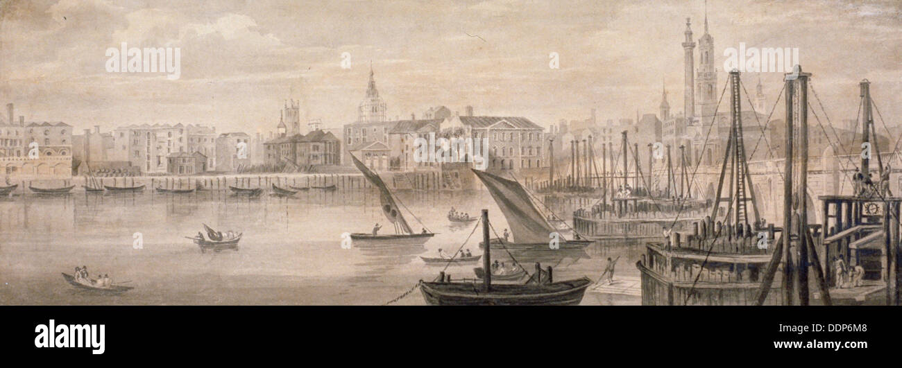Il vecchio ponte di Londra, 1826. Artista: F Jackson Foto Stock