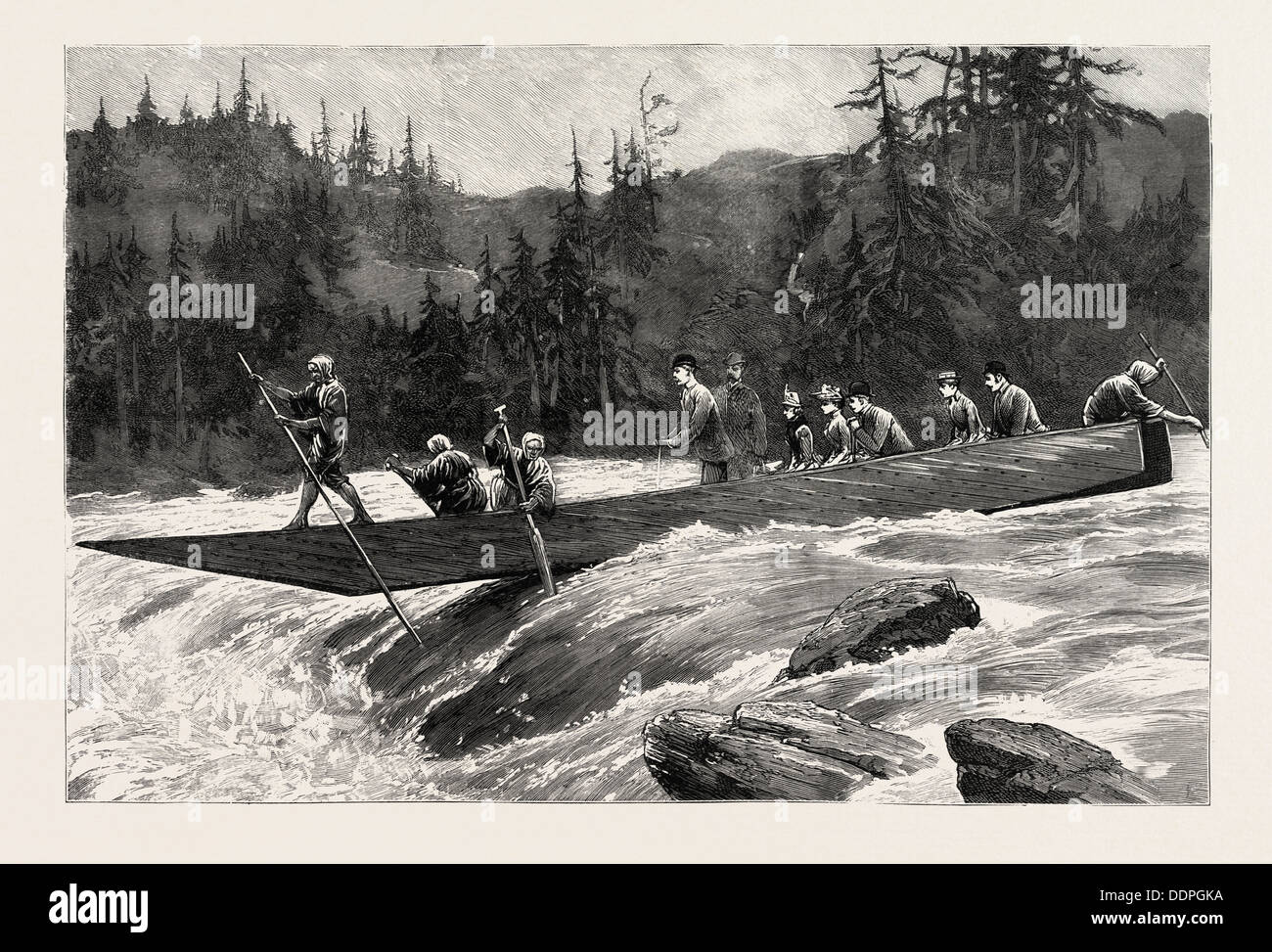 Con il Duca e la duchessa di CONNAUGHT IN GIAPPONE, il Duca e la Duchessa e la loro ripresa SUITE IL KATSURA RAPIDS, incisione Foto Stock