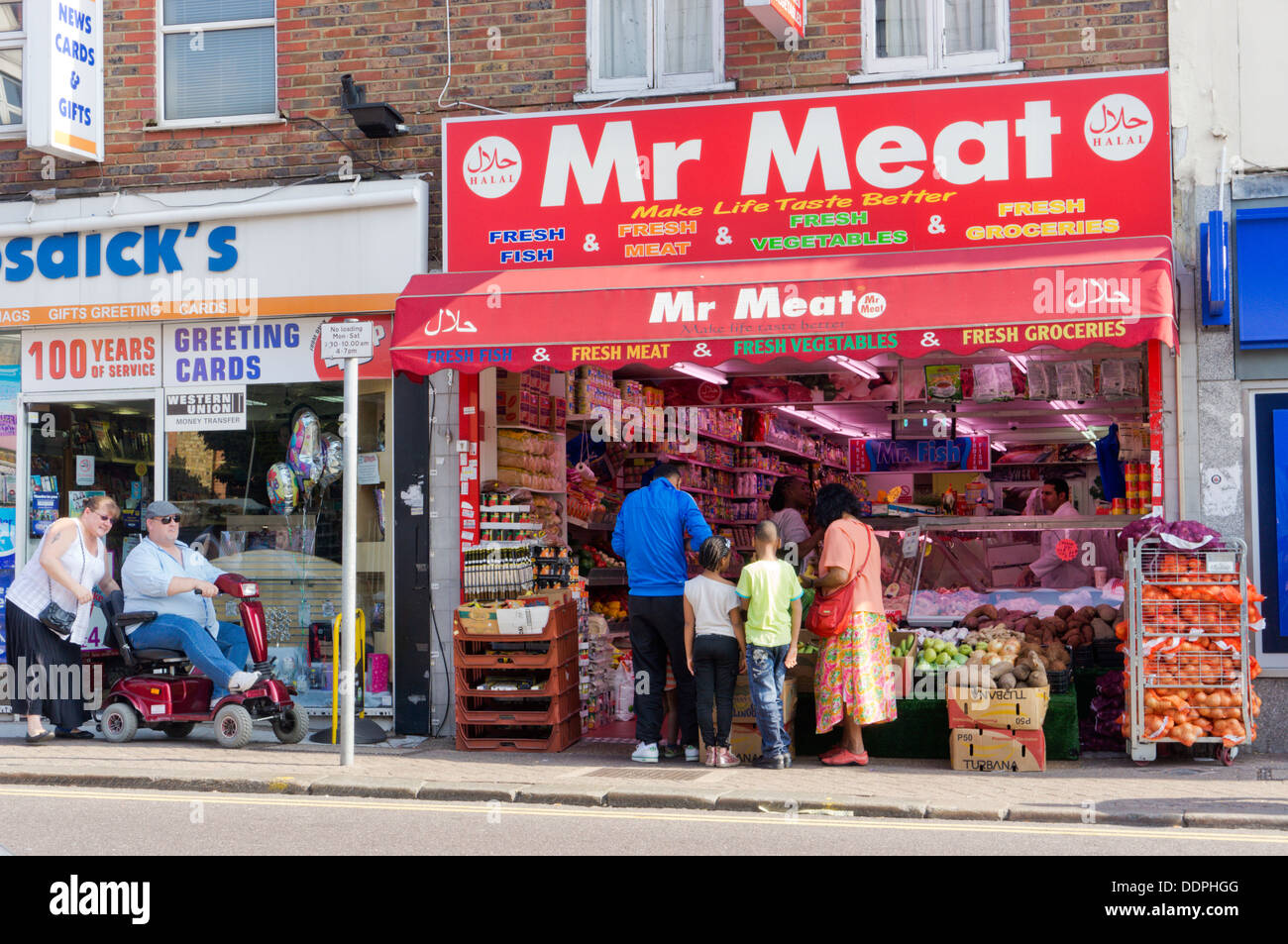 Signor carne macellai halal shop in Penge, a sud di Londra. Foto Stock