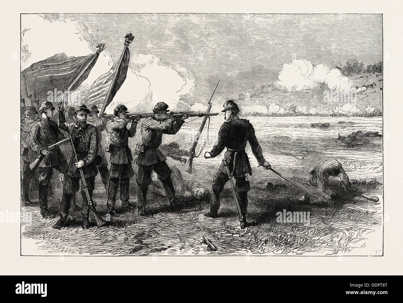 La battaglia di Bull Run, la guerra civile americana, STATI UNITI D'AMERICA, USA, Stati Uniti d'America, 1870 l'incisione Foto Stock