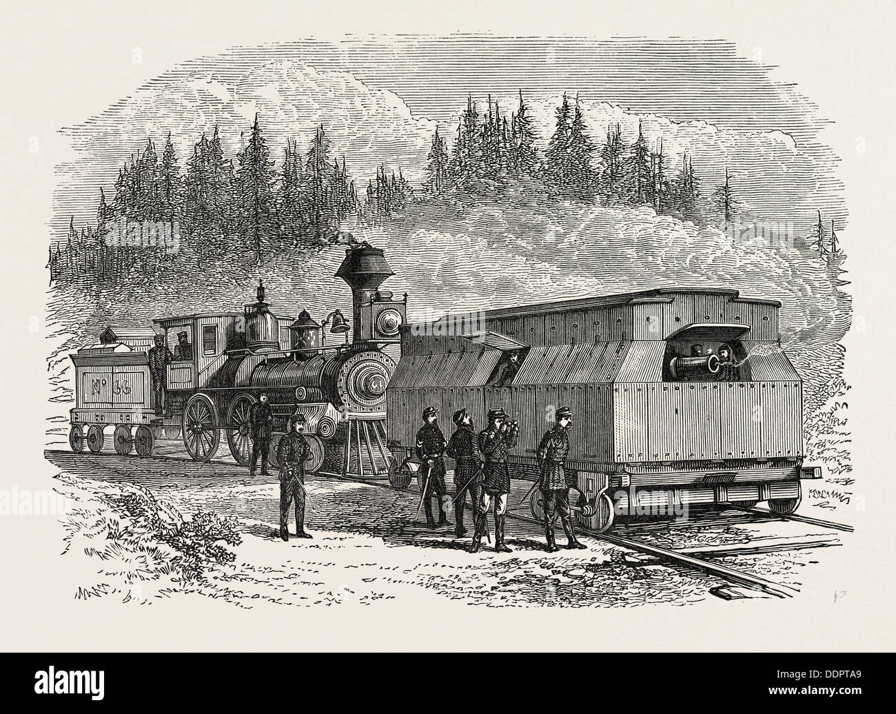 Una ferrovia BATTERIA, GUERRA CIVILE AMERICANA, STATI UNITI D'AMERICA, USA, Stati Uniti d'America, 1870 l'incisione Foto Stock