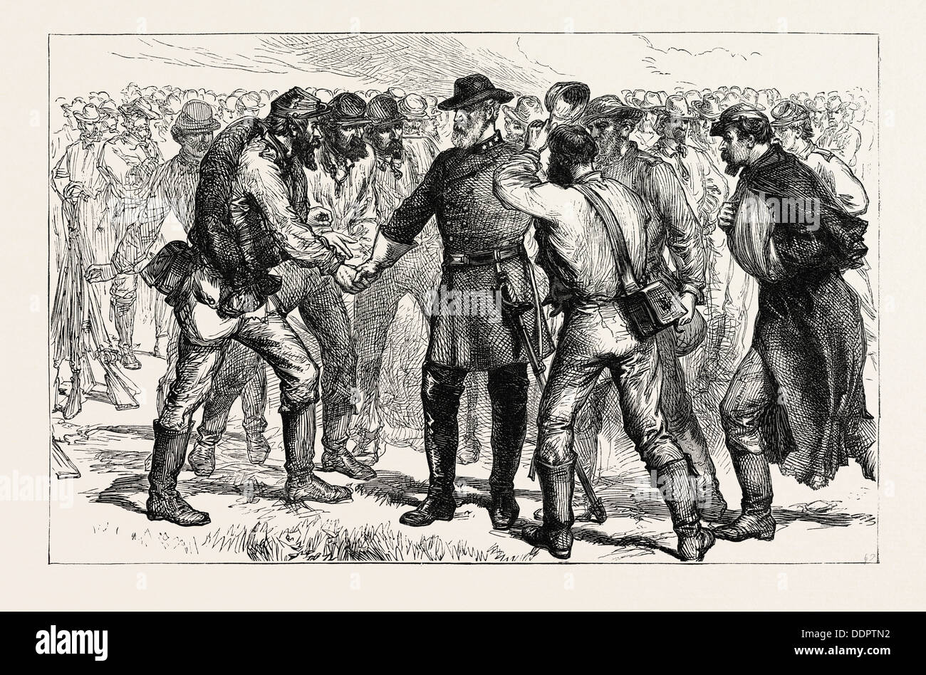 Generale Lee di addio ai suoi soldati, GUERRA CIVILE AMERICANA, STATI UNITI D'AMERICA, USA, Stati Uniti d'America, 1870 l'incisione Foto Stock
