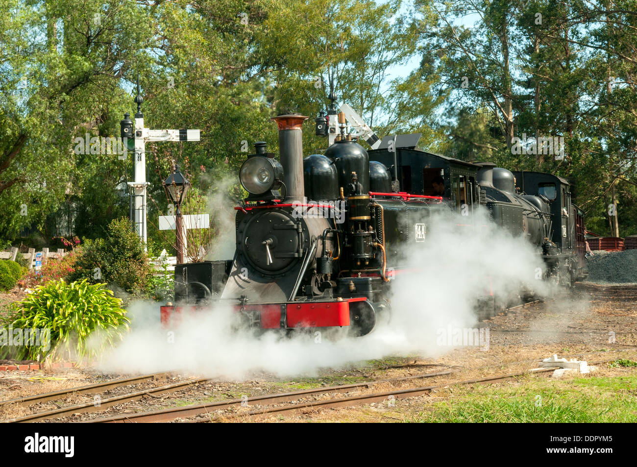 Il Puffing Billy a Menzies Creek Station, Melbourne, Victoria, Australia Foto Stock