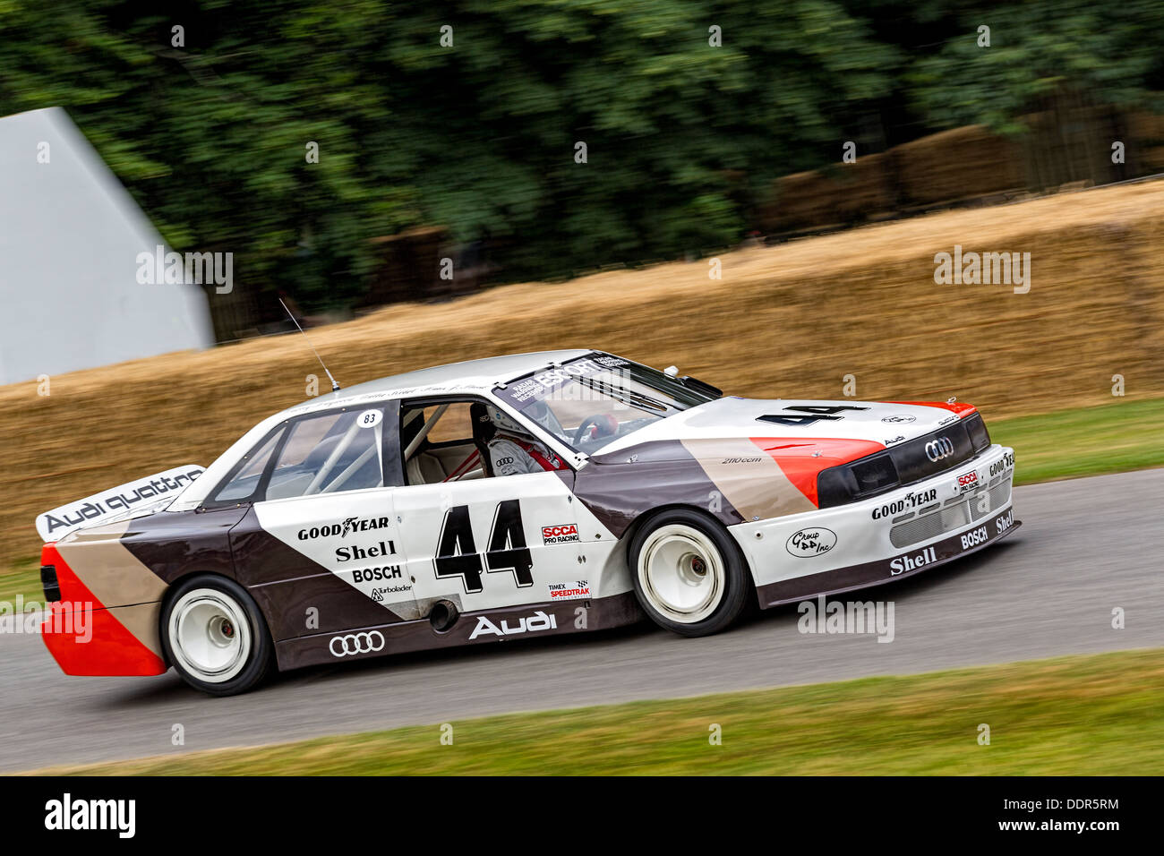 1988 Audi 200 Quattro Trans-Am con autista Hans Stuck al 2013 Goodwood Festival of Speed hillclimb, Sussex, Regno Unito. Foto Stock