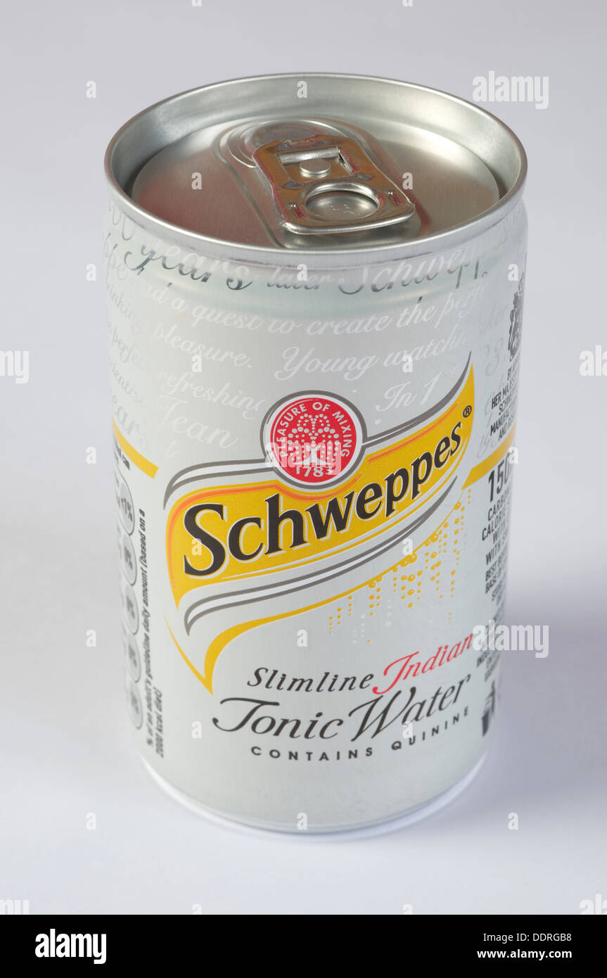 Slimline Schweppes Indian tonic acqua Foto Stock