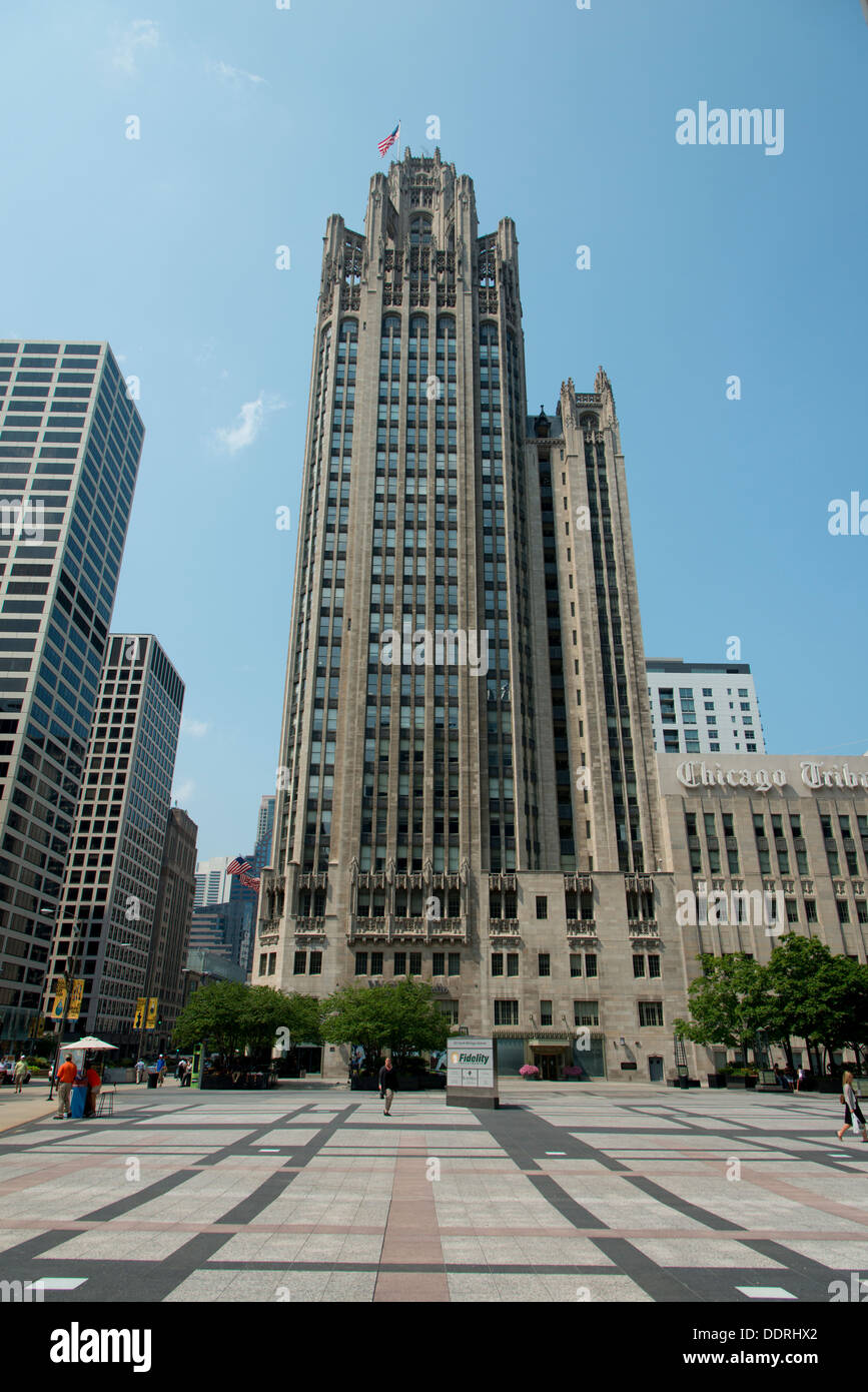 Chicago Tribune Building, Tribune Tower, Chicago, Cook County, Illinois, Stati Uniti d'America Foto Stock