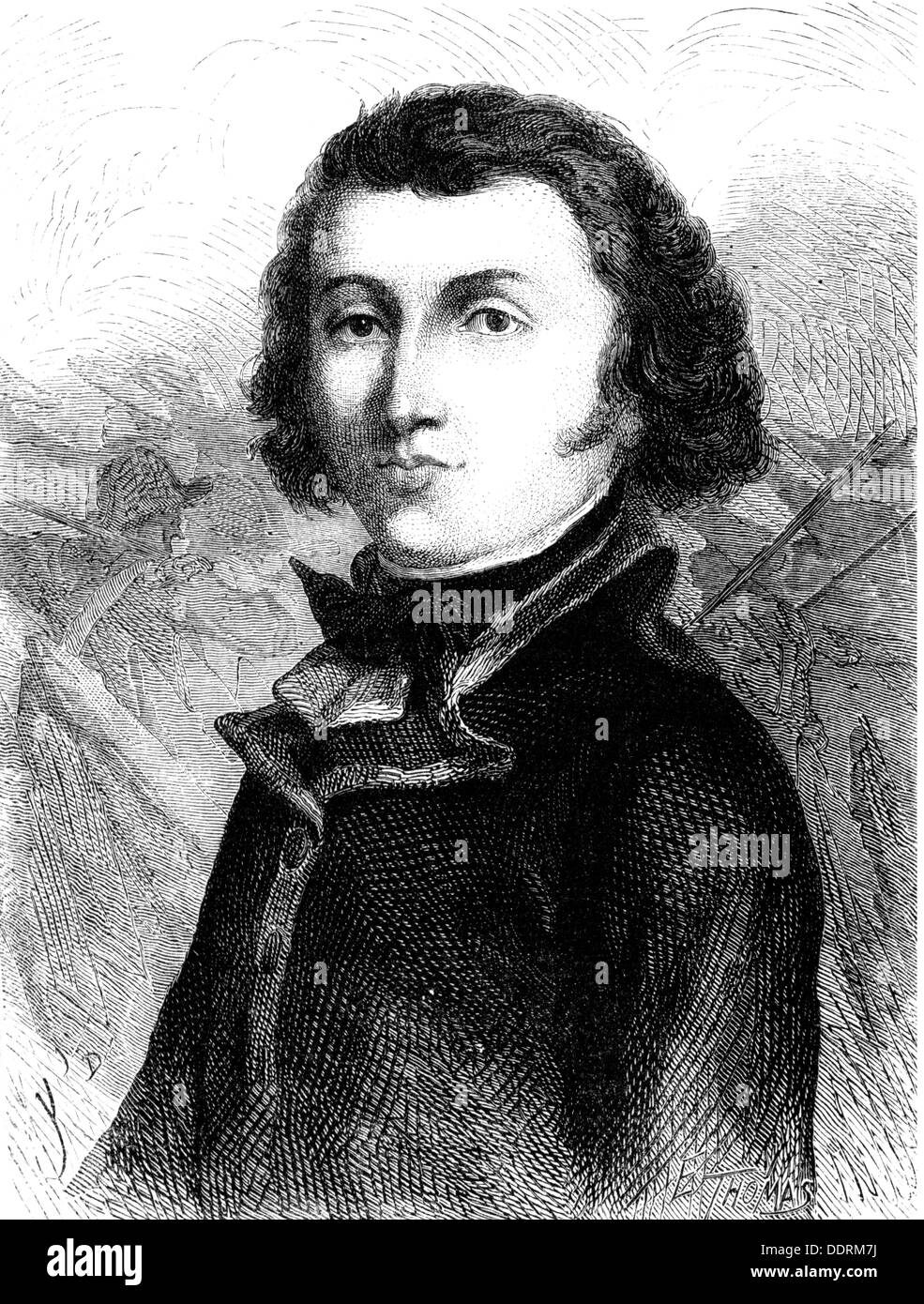 Luigi Filippo i, 6.10.1773 - 26. 8.1850, Re di Francia 7.8.1830 - 24.2.1848, ritratto, circa 1795, incisione in legno, 19th secolo, Foto Stock