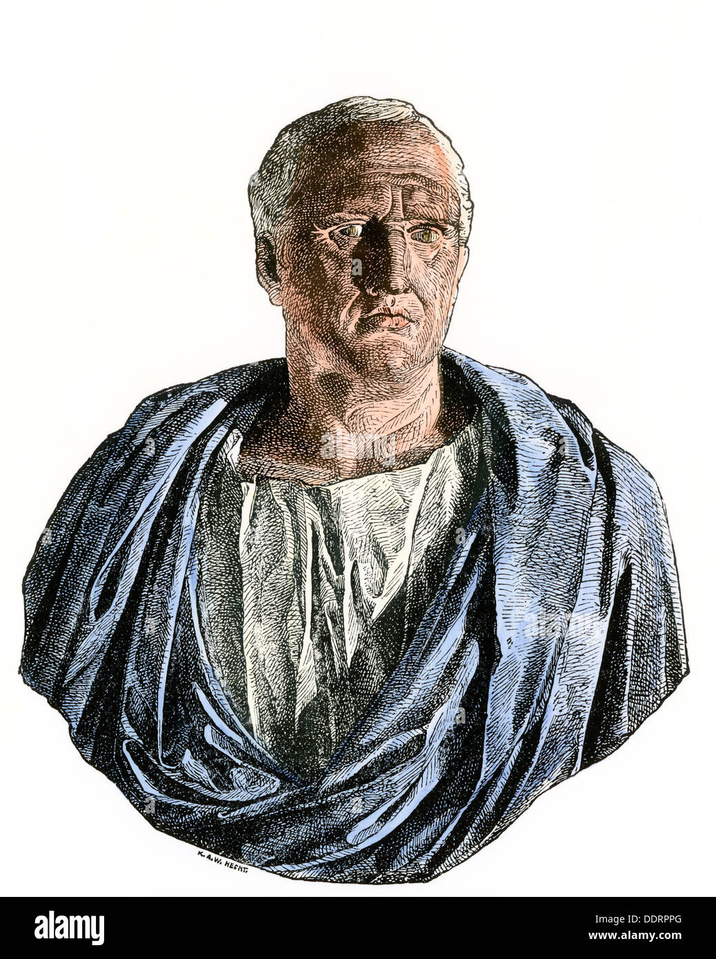 Cicerone, statista e oratore della Roma antica. Colorate a mano la xilografia Foto Stock