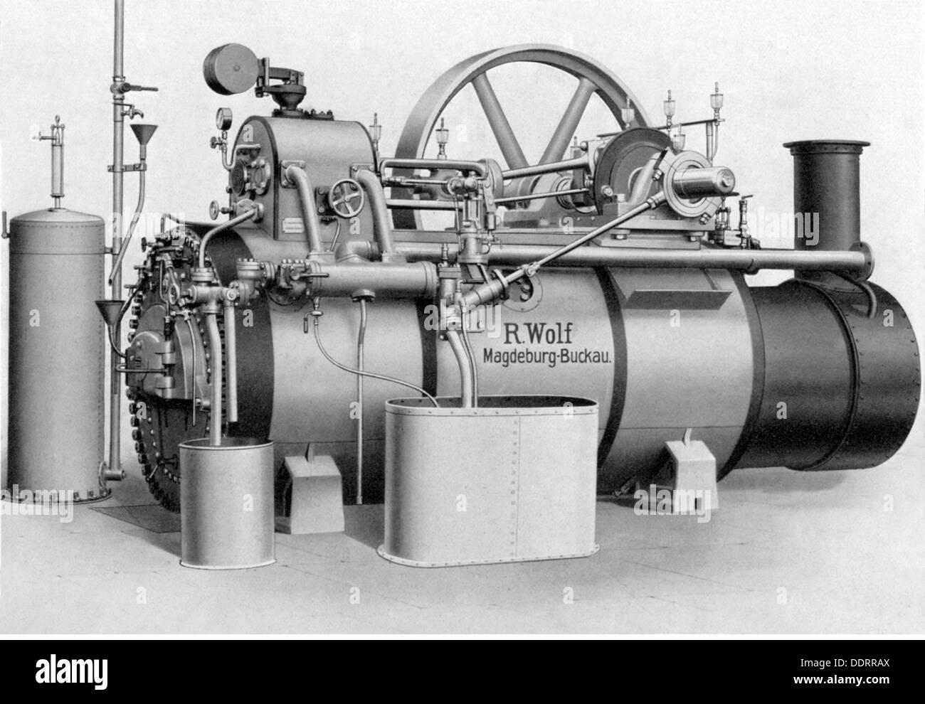 Motore, motore, motore a trazione a vapore con dispositivo per la combustione di catrame, costruito da R.Wolf, Magdeburg-Buckau, circa 1910, Additional-Rights-Clearences-Not Available Foto Stock