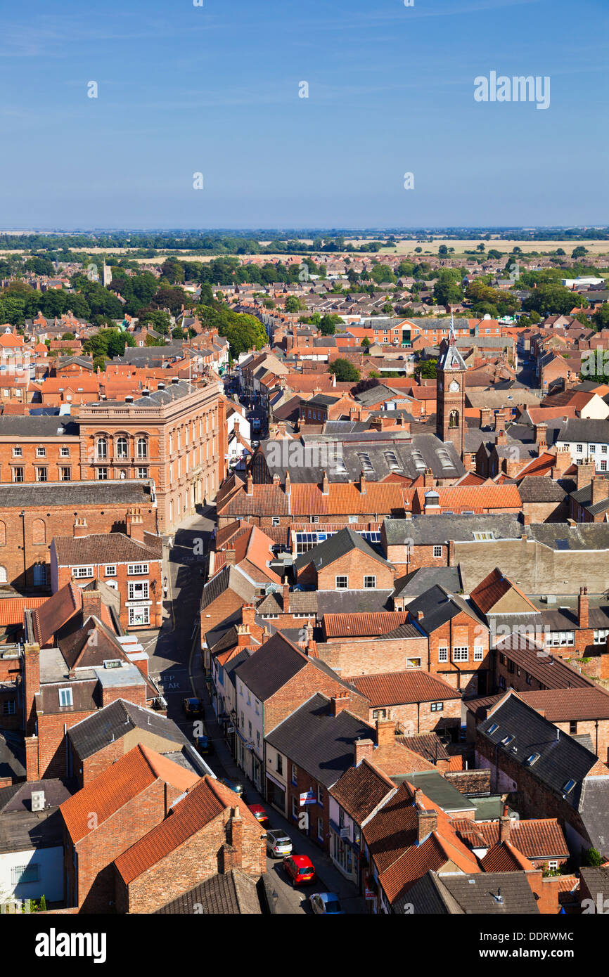 Vista aerea delle case e per le strade della cittadina di Louth Lincolnshire England Regno Unito GB EU Europe Foto Stock