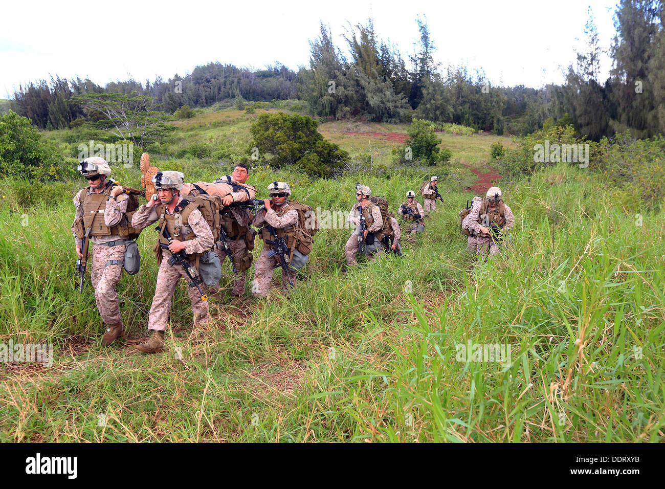 A bordo della USS BOXER (LHD 4) - Marines da 81mm plotone, Sezione TRAP, armi Company, battaglione team di atterraggio 1/4, 13 Marine Exp Foto Stock