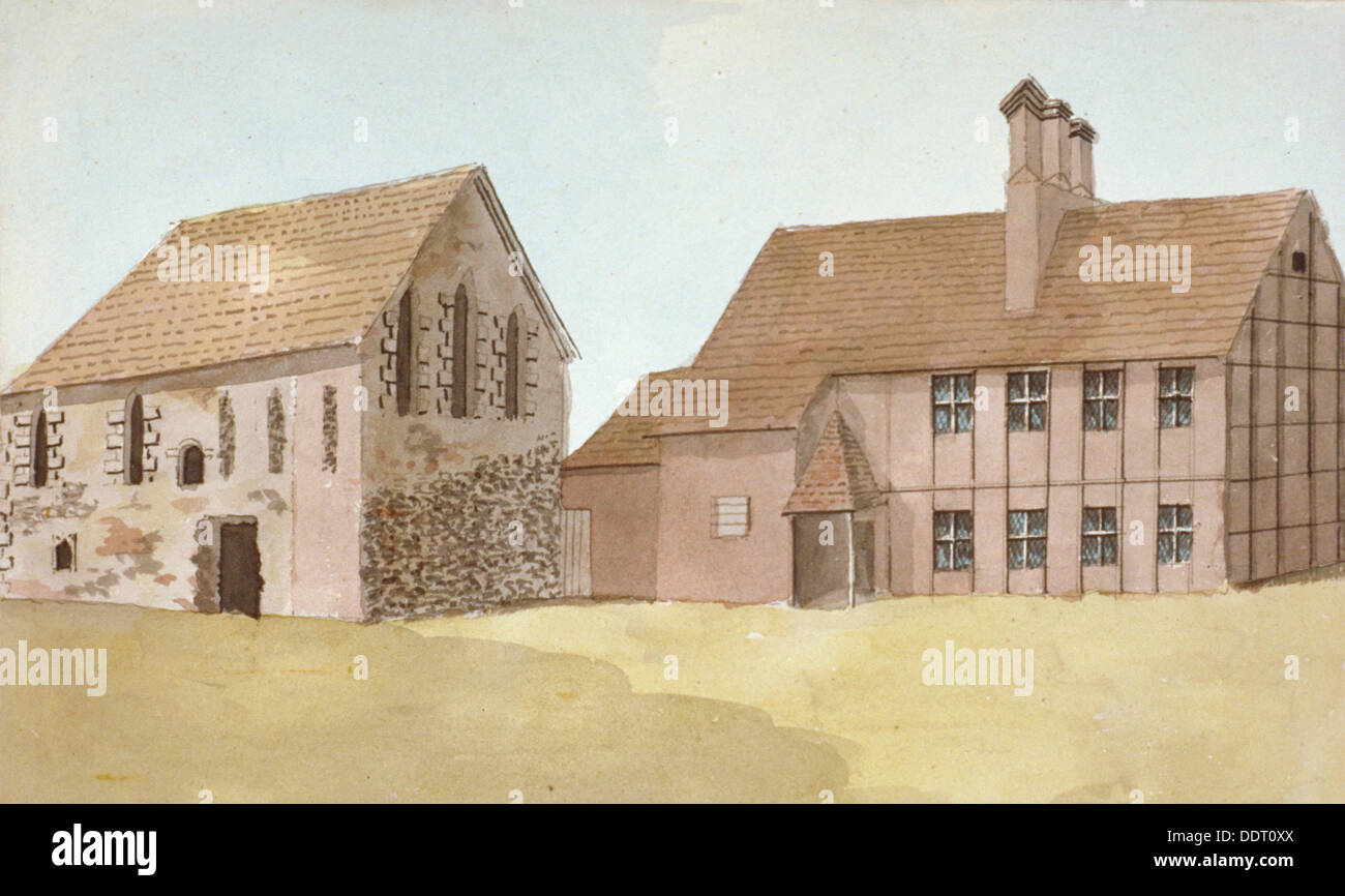 Vista frontale di Moor Hall, Harefield, Middlesex, c1800. Artista: Anon Foto Stock