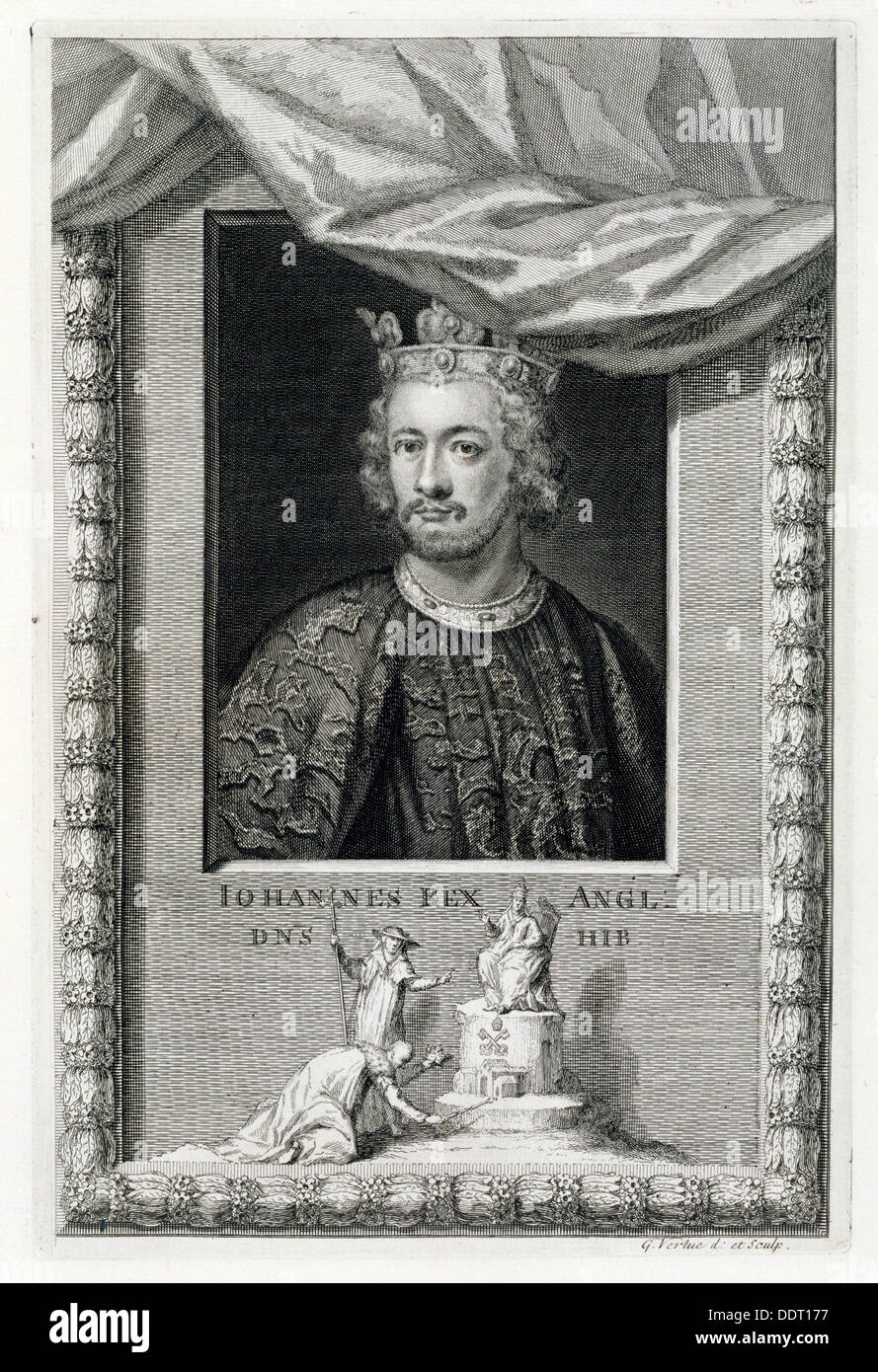 Giovanni, re d'Inghilterra, (xviii secolo). Artista: George Vertue Foto Stock