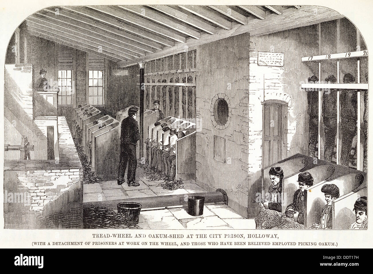 "Tread-Wheel e Oakum-Shed presso la prigione della città, Holloway', Londra, 1862. Artista: sconosciuto Foto Stock