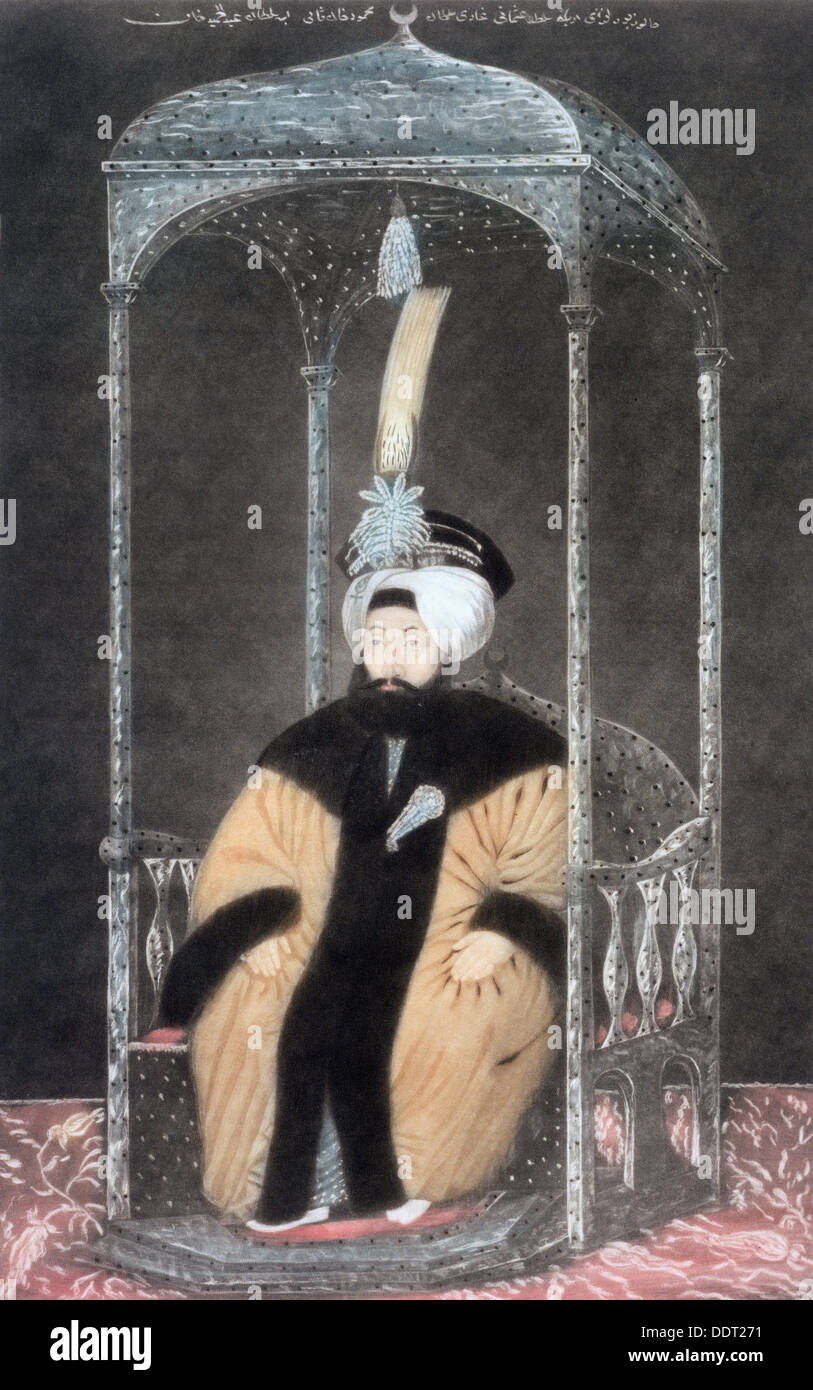 Mahmud II, Imperatore Ottomano, 1808. Artista: John Young Foto Stock