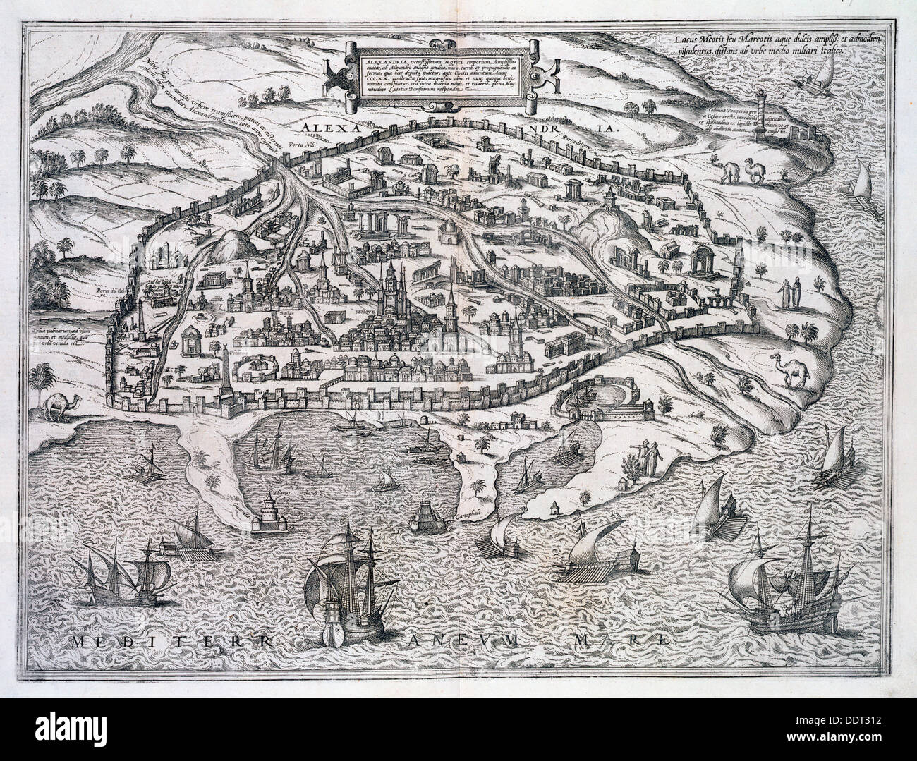 Mappa di Alessandria, Egitto, c1625. Artista: sconosciuto Foto Stock