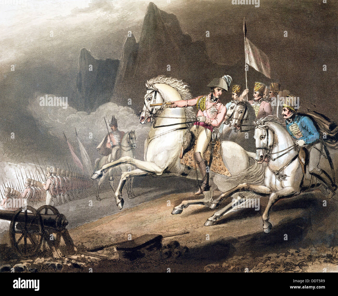 Battaglia dei Pirenei, Spagna, 28 luglio 1813 (1819). Artista: T Fielding Foto Stock