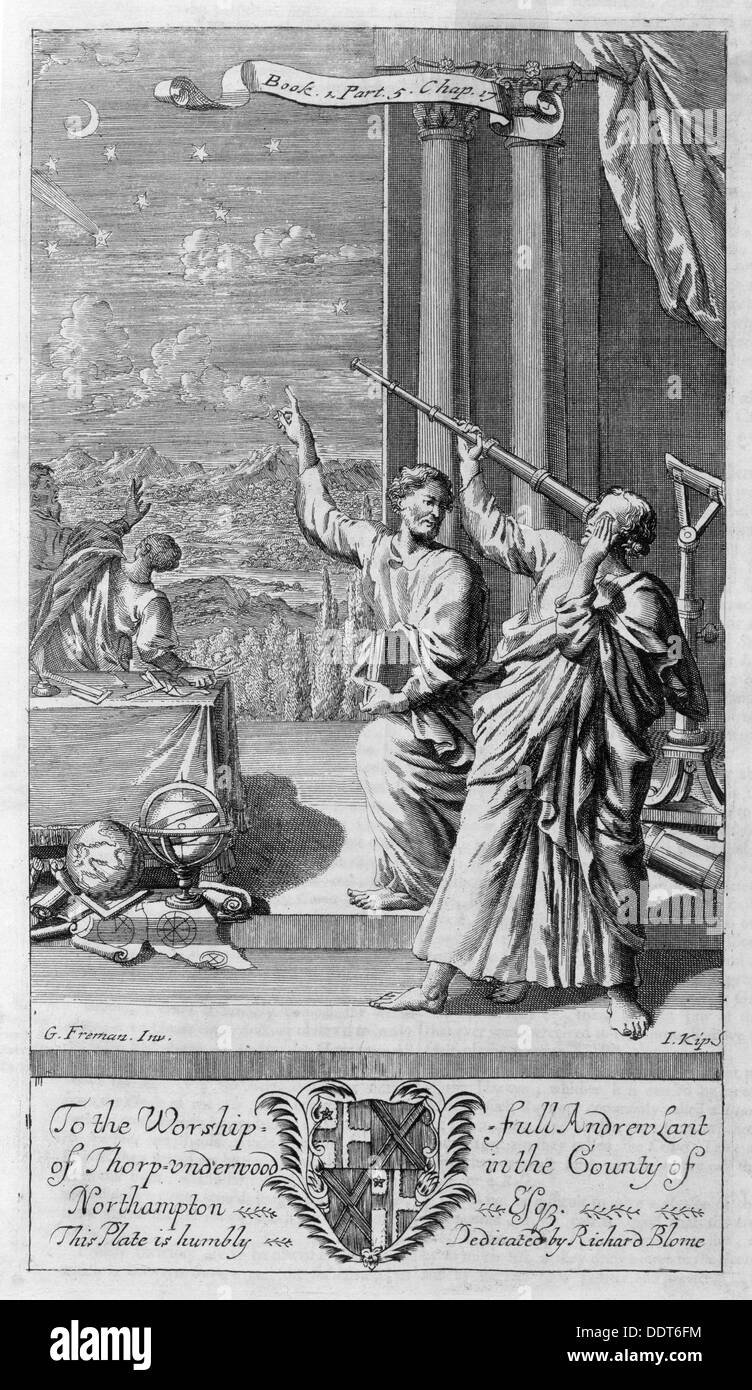 Un astronomo greco studiando le stelle, 1694. Artista: Johannes Kip Foto Stock