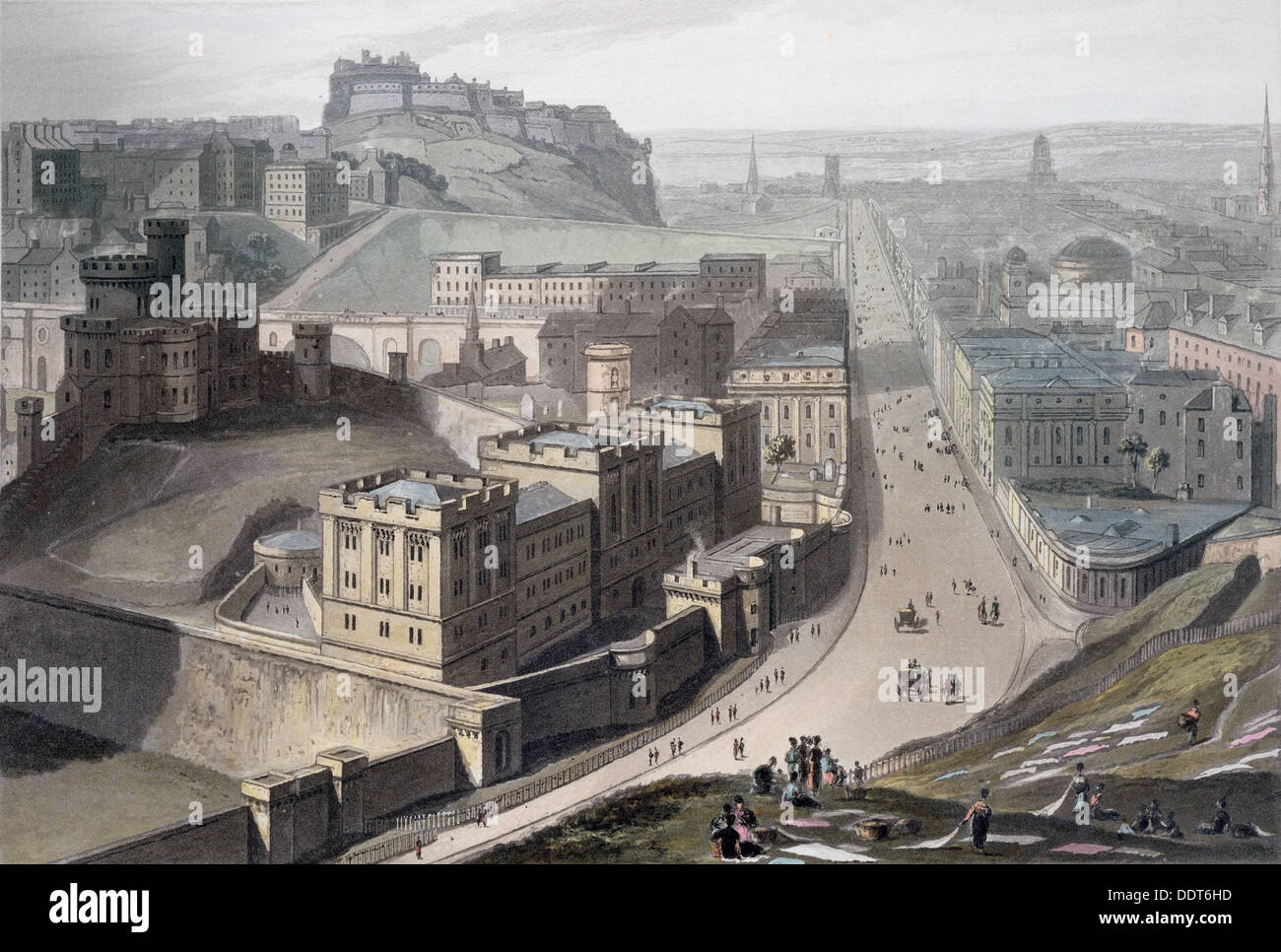 Edimburgo, da Calton Hill, 1829. Artista: William Daniell Foto Stock